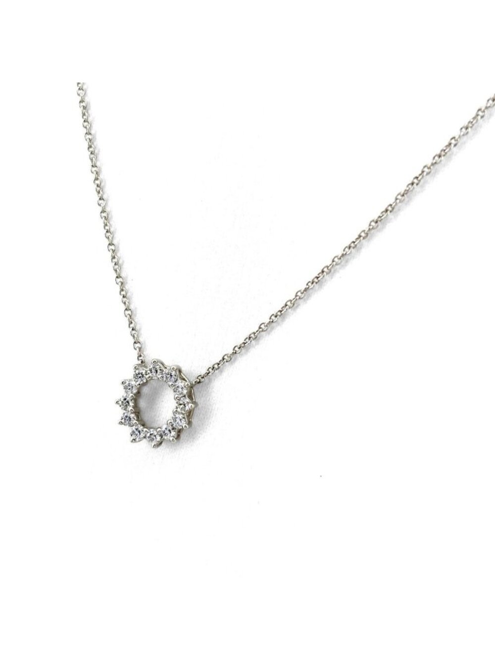 Tiffany & Co Open Circle Mini Platinum Pendant Pave Diamond Necklace